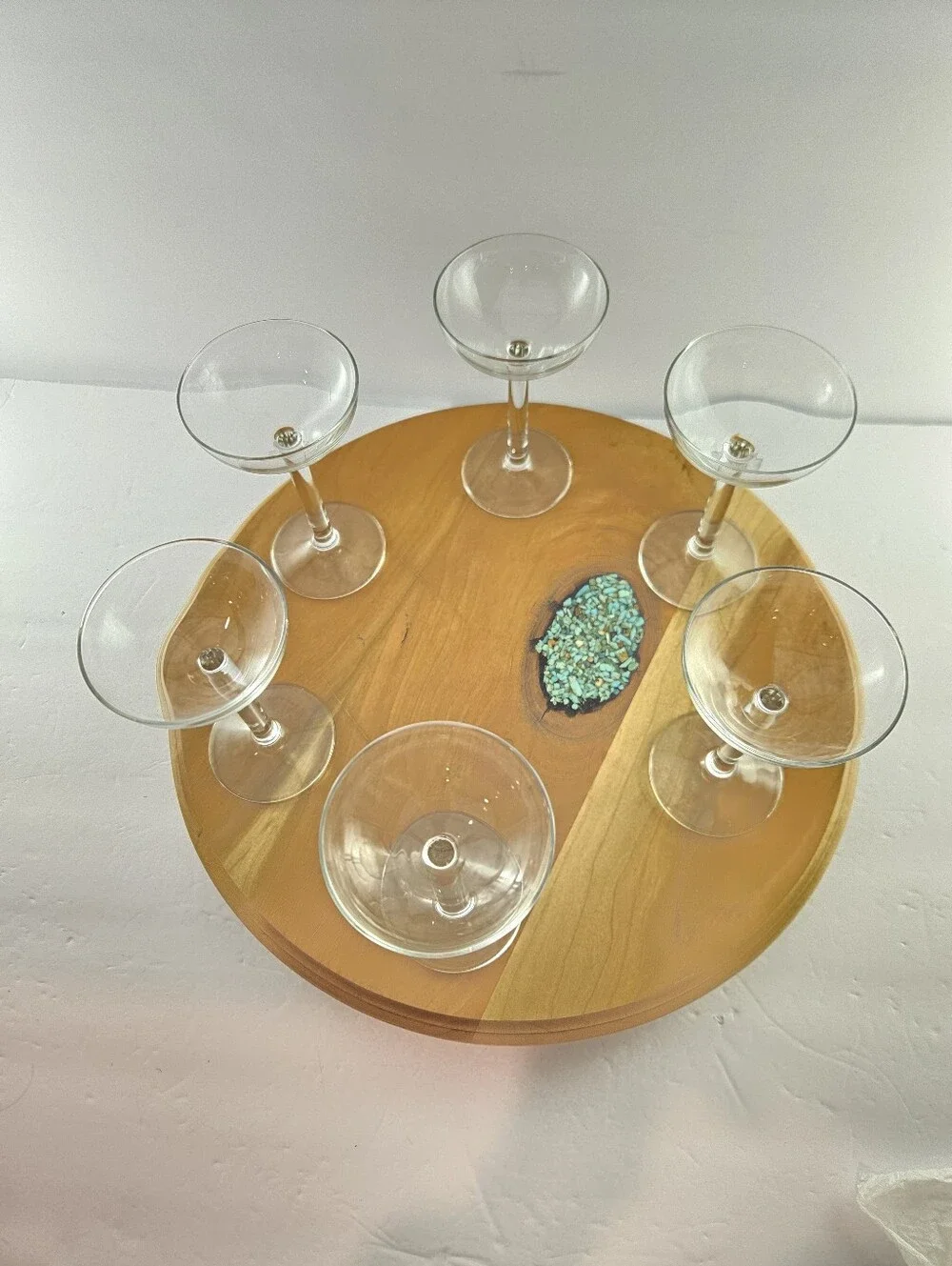 Vintage Blown Glass Coupe Glasses Thin Walled MCM Cocktail Stemware Set of 6